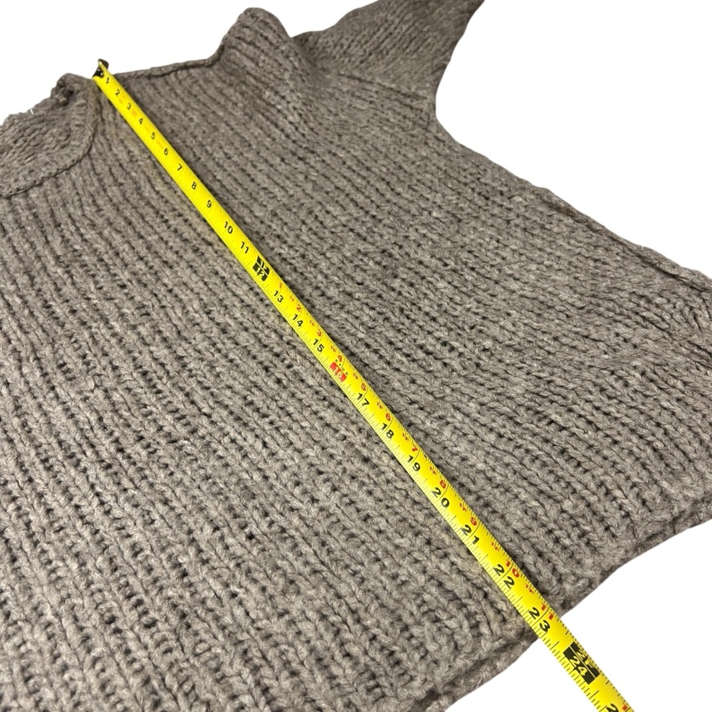 Free People Sweater Womens XS Brown Tan Chunky Knit Relaxed Crew Neck 3/4 Sleeve - Picture 9 of 9
